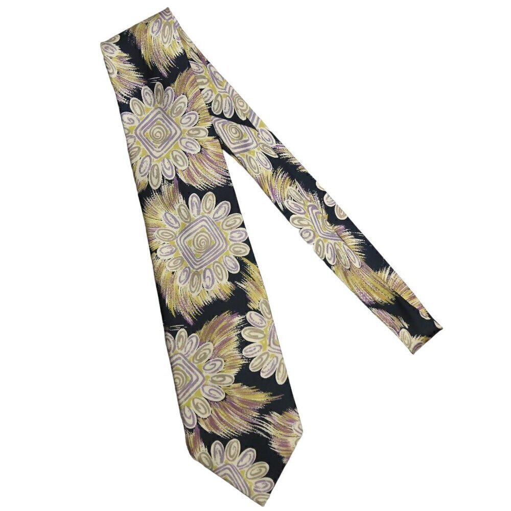 Oscar De La Renta 100% Silk Geometric Floral Printed Multicolor Men's Suit Tie
